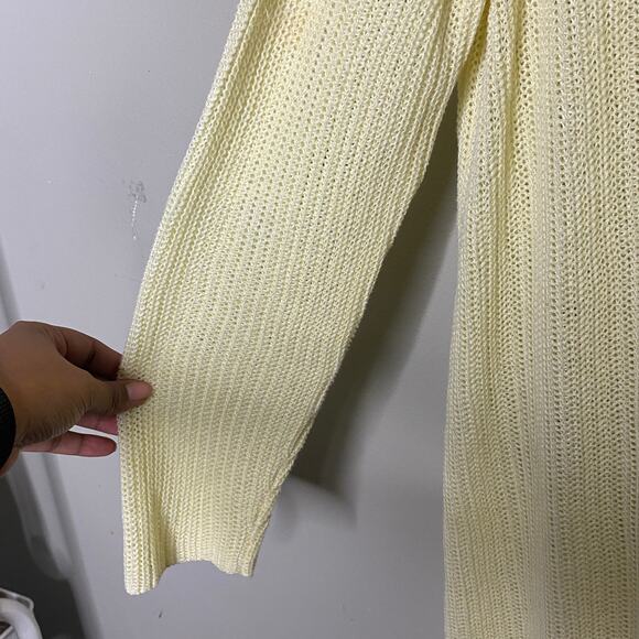 Eileen Fisher Yellow Linen Boat Neck Pullover Open Knit Sweater Women's Sz Small - Picture 4 of 6